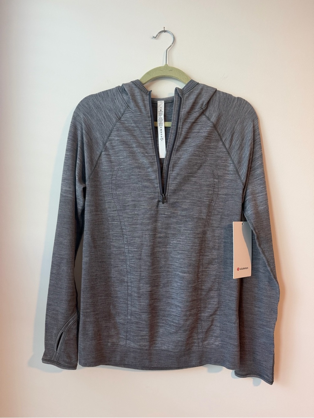lululemon athletica Grey Swiftly Wool Half Zip Hoodie